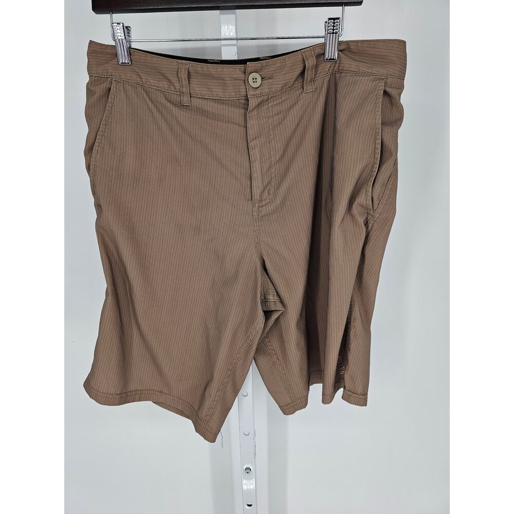 Valor Mens Sz 34 Flat Front Board Shorts Athletic Dark Tan Brown
